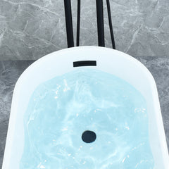Altair Ipure 67" x 29" Flatbottom Freestanding Acrylic Soaking Bathtub in Glossy White with Drain and Overflow