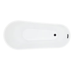 Altair Ipure 67" x 29" Flatbottom Freestanding Acrylic Soaking Bathtub in Glossy White with Drain and Overflow