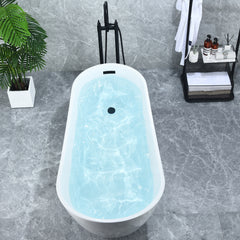 Altair Ipure 67" x 29" Flatbottom Freestanding Acrylic Soaking Bathtub in Glossy White with Drain and Overflow