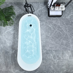 Altair Ipure 67" x 29" Flatbottom Freestanding Acrylic Soaking Bathtub in Glossy White with Drain and Overflow