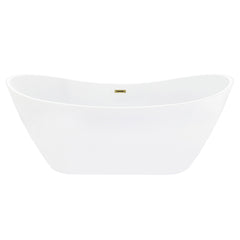Altair Vansza 67" x 32" Flatbottom Freestanding Acrylic Soaking Bathtub in Glossy White with Drain and Overflow