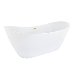 Altair Vansza 67" x 32" Flatbottom Freestanding Acrylic Soaking Bathtub in Glossy White with Drain and Overflow
