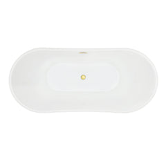Altair Vansza 67" x 32" Flatbottom Freestanding Acrylic Soaking Bathtub in Glossy White with Drain and Overflow
