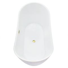 Altair Vansza 67" x 32" Flatbottom Freestanding Acrylic Soaking Bathtub in Glossy White with Drain and Overflow