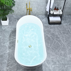 Altair Vansza 67" x 32" Flatbottom Freestanding Acrylic Soaking Bathtub in Glossy White with Drain and Overflow