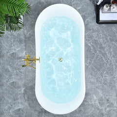 Altair Vansza 67" x 32" Flatbottom Freestanding Acrylic Soaking Bathtub in Glossy White with Drain and Overflow