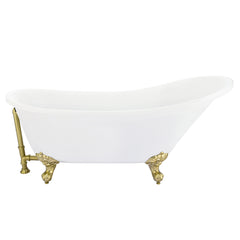 Altair Fandi 64" x 28" Acrylic Clawfoot Soaking Bathtub in Glossy White with Drain and Overflow