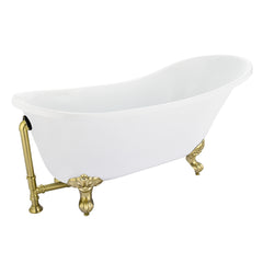 Altair Fandi 64" x 28" Acrylic Clawfoot Soaking Bathtub in Glossy White with Drain and Overflow