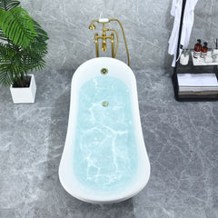 Altair Fandi 64" x 28" Acrylic Clawfoot Soaking Bathtub in Glossy White with Drain and Overflow