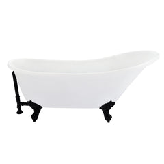 Altair Fandi 64" x 28" Acrylic Clawfoot Soaking Bathtub in Glossy White with Drain and Overflow - Matte Black