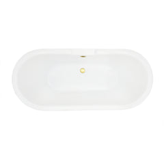 Altair Kerta 67" x 29" Acrylic Clawfoot Soaking Bathtub in Glossy Gray with Brushed Brass Drain and Overflow