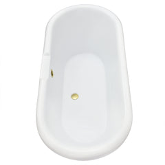 Altair Kerta 67" x 29" Acrylic Clawfoot Soaking Bathtub in Glossy Gray with Brushed Brass Drain and Overflow
