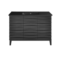 Swiss Madison Cascade 48 in. Black Oak Bathroom Vanity With Black, 3-Hole Ceramic Sink Top - SM-BV557B-3MB