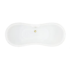 Altair Porva 69" x 29" Acrylic Clawfoot Soaking Bathtub in Glossy Black with Brushed Brass Drain and Overflow