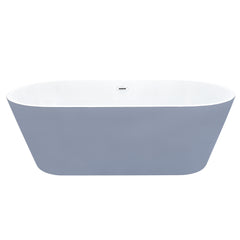 Altair Szany 67" x 32" Flatbottom Freestanding Acrylic Soaking Bathtub in Glossy Gray with Drain and Overflow