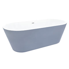 Altair Szany 67" x 32" Flatbottom Freestanding Acrylic Soaking Bathtub in Glossy Gray with Drain and Overflow