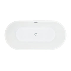 Altair Szany 67" x 32" Flatbottom Freestanding Acrylic Soaking Bathtub in Glossy Gray with Drain and Overflow