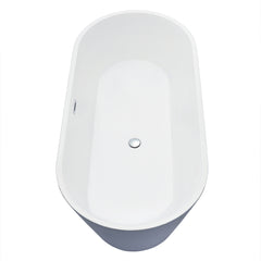 Altair Szany 67" x 32" Flatbottom Freestanding Acrylic Soaking Bathtub in Glossy Gray with Drain and Overflow