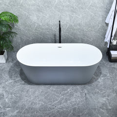 Altair Szany 67" x 32" Flatbottom Freestanding Acrylic Soaking Bathtub in Glossy Gray with Drain and Overflow