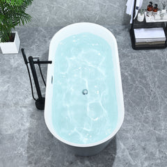 Altair Szany 67" x 32" Flatbottom Freestanding Acrylic Soaking Bathtub in Glossy Gray with Drain and Overflow