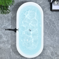 Altair Szany 67" x 32" Flatbottom Freestanding Acrylic Soaking Bathtub in Glossy Gray with Drain and Overflow