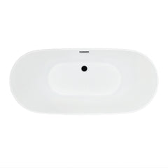Altair Tazlar 63" x 28" Flatbottom Freestanding Acrylic Soaking Bathtub in Glossy White with Drain and Overflow