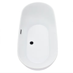 Altair Tazlar 63" x 28" Flatbottom Freestanding Acrylic Soaking Bathtub in Glossy White with Drain and Overflow