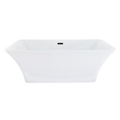 Altair Carani 65" x 28" Flatbottom Freestanding Acrylic Soaking Bathtub in Glossy White with Drain and Overflow