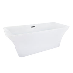 Altair Carani 65" x 28" Flatbottom Freestanding Acrylic Soaking Bathtub in Glossy White with Drain and Overflow