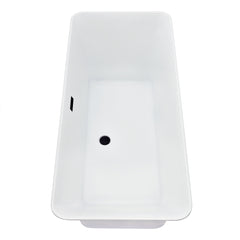 Altair Carani 65" x 28" Flatbottom Freestanding Acrylic Soaking Bathtub in Glossy White with Drain and Overflow