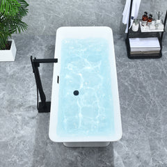 Altair Carani 65" x 28" Flatbottom Freestanding Acrylic Soaking Bathtub in Glossy White with Drain and Overflow