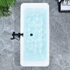Altair Carani 65" x 28" Flatbottom Freestanding Acrylic Soaking Bathtub in Glossy White with Drain and Overflow