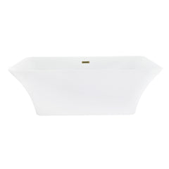 Altair Carani 65" x 28" Flatbottom Freestanding Acrylic Soaking Bathtub in Glossy White with Drain and Overflow - Brushed Brass