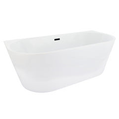 Altair Satchi 67" x 32" Flatbottom Freestanding Acrylic Soaking Bathtub in Glossy White with Drain and Overflow