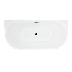 Altair Satchi 67" x 32" Flatbottom Freestanding Acrylic Soaking Bathtub in Glossy White with Drain and Overflow