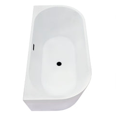 Altair Satchi 67" x 32" Flatbottom Freestanding Acrylic Soaking Bathtub in Glossy White with Drain and Overflow