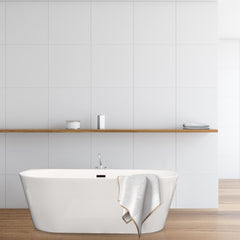 Altair Satchi 67" x 32" Flatbottom Freestanding Acrylic Soaking Bathtub in Glossy White with Drain and Overflow