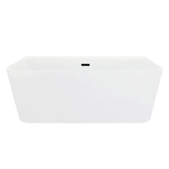 Altair Groda 63" x 30" Flatbottom Freestanding Acrylic Soaking Bathtub in Glossy White with Drain and Overflow