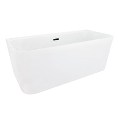 Altair Groda 63" x 30" Flatbottom Freestanding Acrylic Soaking Bathtub in Glossy White with Drain and Overflow