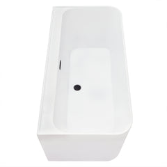 Altair Groda 63" x 30" Flatbottom Freestanding Acrylic Soaking Bathtub in Glossy White with Drain and Overflow