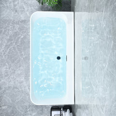 Altair Groda 63" x 30" Flatbottom Freestanding Acrylic Soaking Bathtub in Glossy White with Drain and Overflow