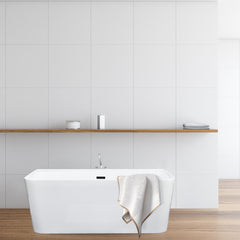 Altair Groda 63" x 30" Flatbottom Freestanding Acrylic Soaking Bathtub in Glossy White with Drain and Overflow