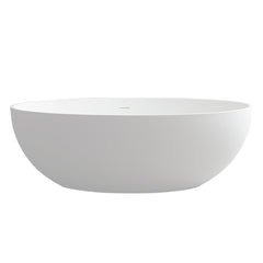 Altair Cacciar 67" x 39" Solid Surface Soaking Bathtub in Matte White with Matte White Drain and Integrated Overflow