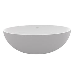 Altair Cacciar 67" x 39" Solid Surface Soaking Bathtub in Matte White with Matte White Drain and Integrated Overflow