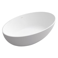 Altair Cacciar 67" x 39" Solid Surface Soaking Bathtub in Matte White with Matte White Drain and Integrated Overflow