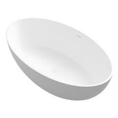 Altair Cacciar 67" x 39" Solid Surface Soaking Bathtub in Matte White with Matte White Drain and Integrated Overflow