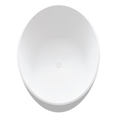 Altair Cacciar 67" x 39" Solid Surface Soaking Bathtub in Matte White with Matte White Drain and Integrated Overflow