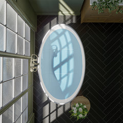 Altair Cacciar 67" x 39" Solid Surface Soaking Bathtub in Matte White with Matte White Drain and Integrated Overflow