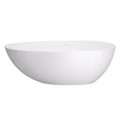 Altair Giotto 59" x 31" Solid Surface Soaking Bathtub in Matte White with Matte White Drain and Integrated Overflow
