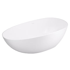 Altair Giotto 59" x 31" Solid Surface Soaking Bathtub in Matte White with Matte White Drain and Integrated Overflow